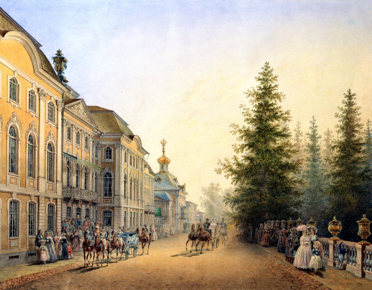 Hovin lähtö Suuren palatsin pääsisäänkäynnillä, 1852. tekijältä Vasili Semenovich Sadovnikov