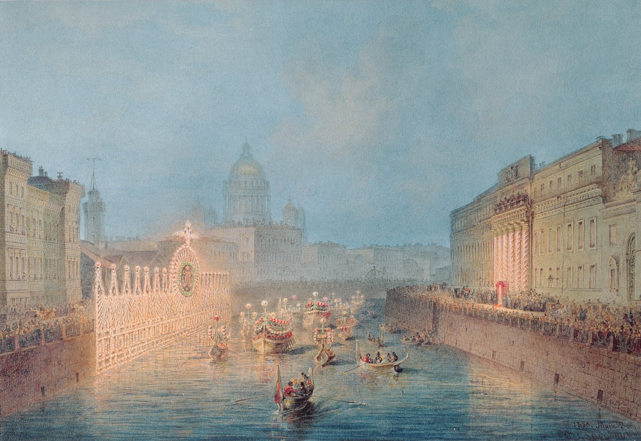 Valaistus Moykassa Pietarissa, 1856 tekijältä Vasili Semenovich Sadovnikov