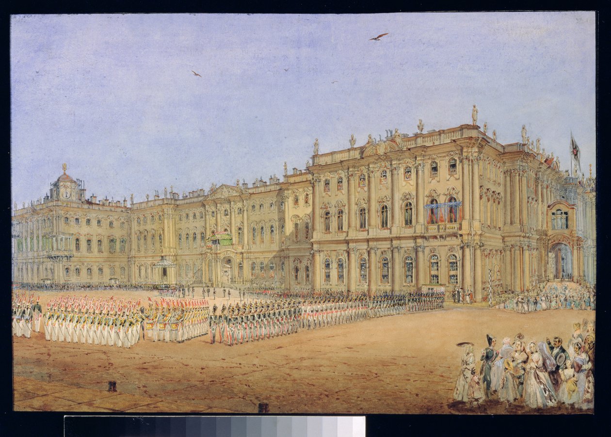 Katsaus Talvipalatsissa Pietarissa, 1840-luku tekijältä Vasili Semenovich Sadovnikov