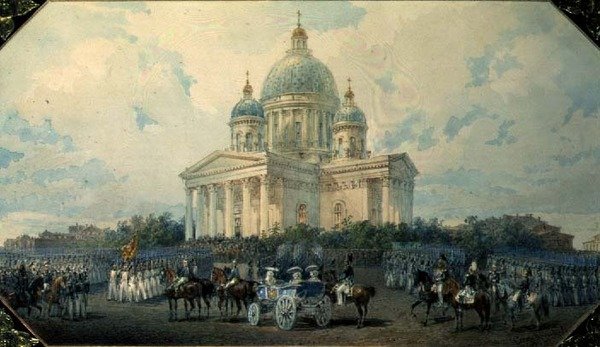 Kolminaisuuden katedraali Pietarissa, 1850, 1850 (wc paperilla) tekijältä Vasili Semenovich Sadovnikov