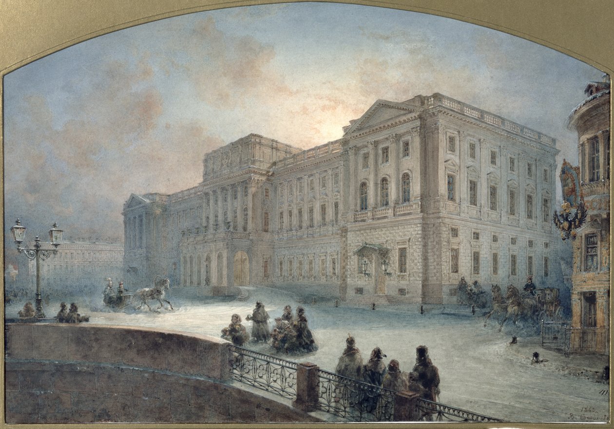 Näkymä Mariinskyn palatsista talvella, 1863 tekijältä Vasili Semenovich Sadovnikov