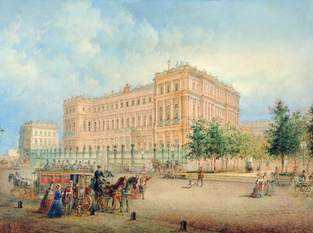 Näkymä Nikolajevskin palatsille, Pietari, 1868 tekijältä Vasili Semenovich Sadovnikov
