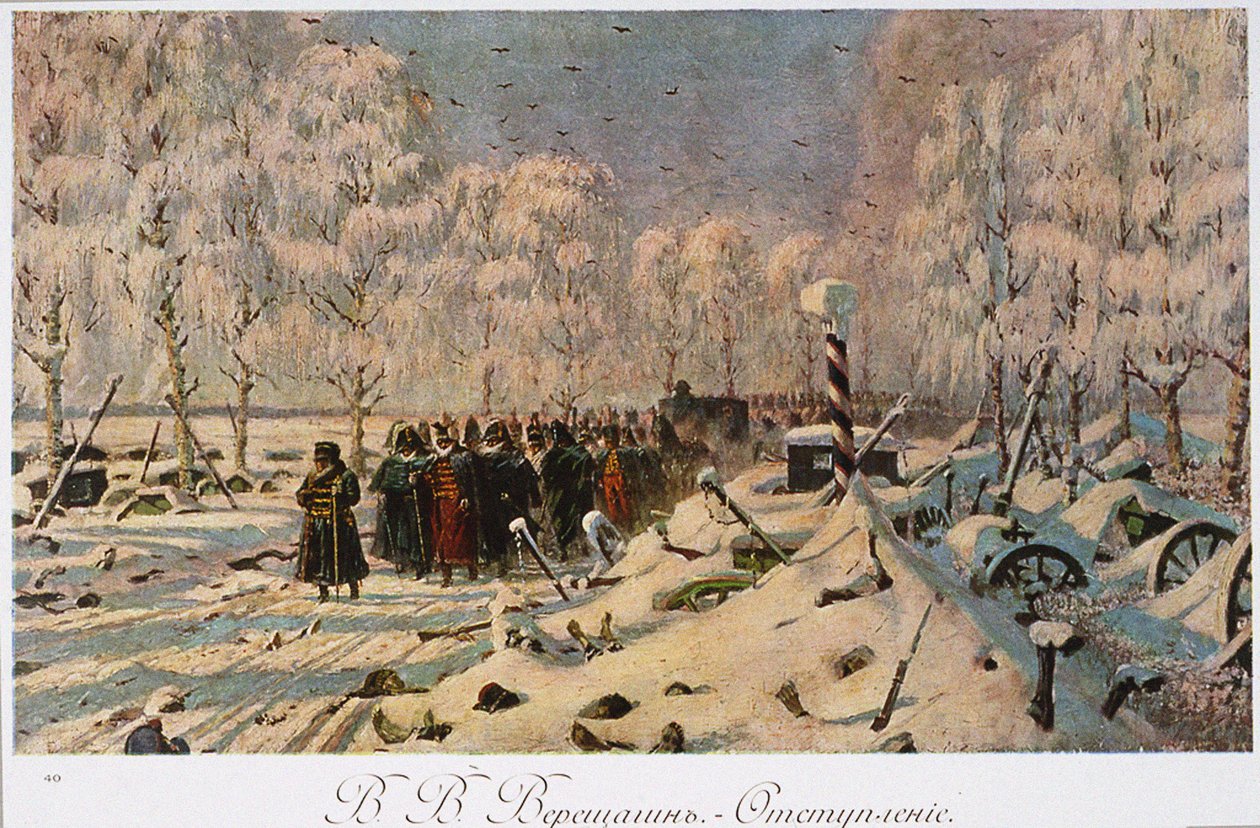 Ranskan vetäytyminen Moskovasta lokakuussa 1812, noin 1888-1895 tekijältä Vasili Vasilievich Vereshchagin