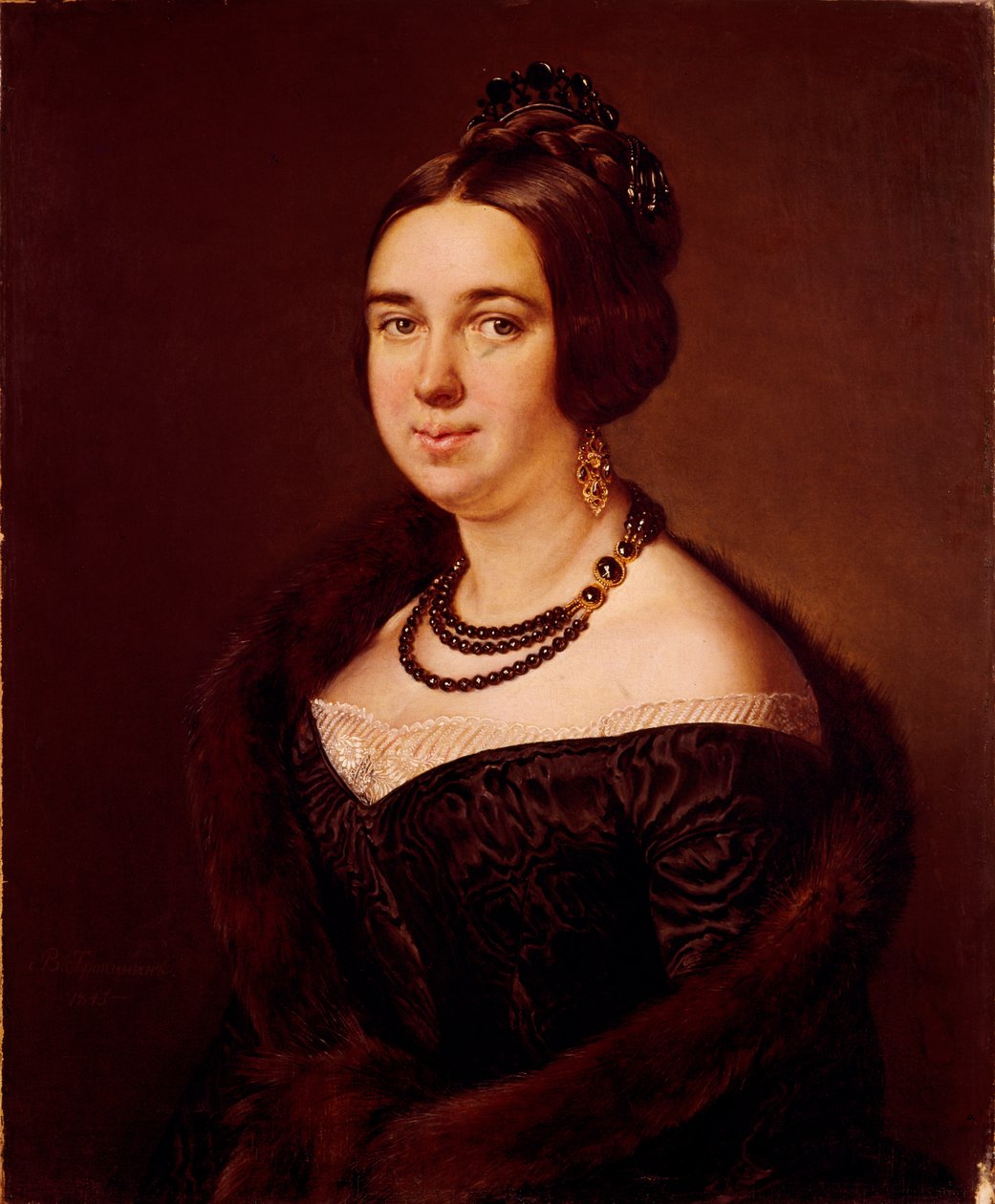 Kreivitär Aleksandra Aleksejevna Obolenskajan muotokuva, os. Mazurina 1817-1885, 1845 tekijältä Vasili Andreevich Tropinin