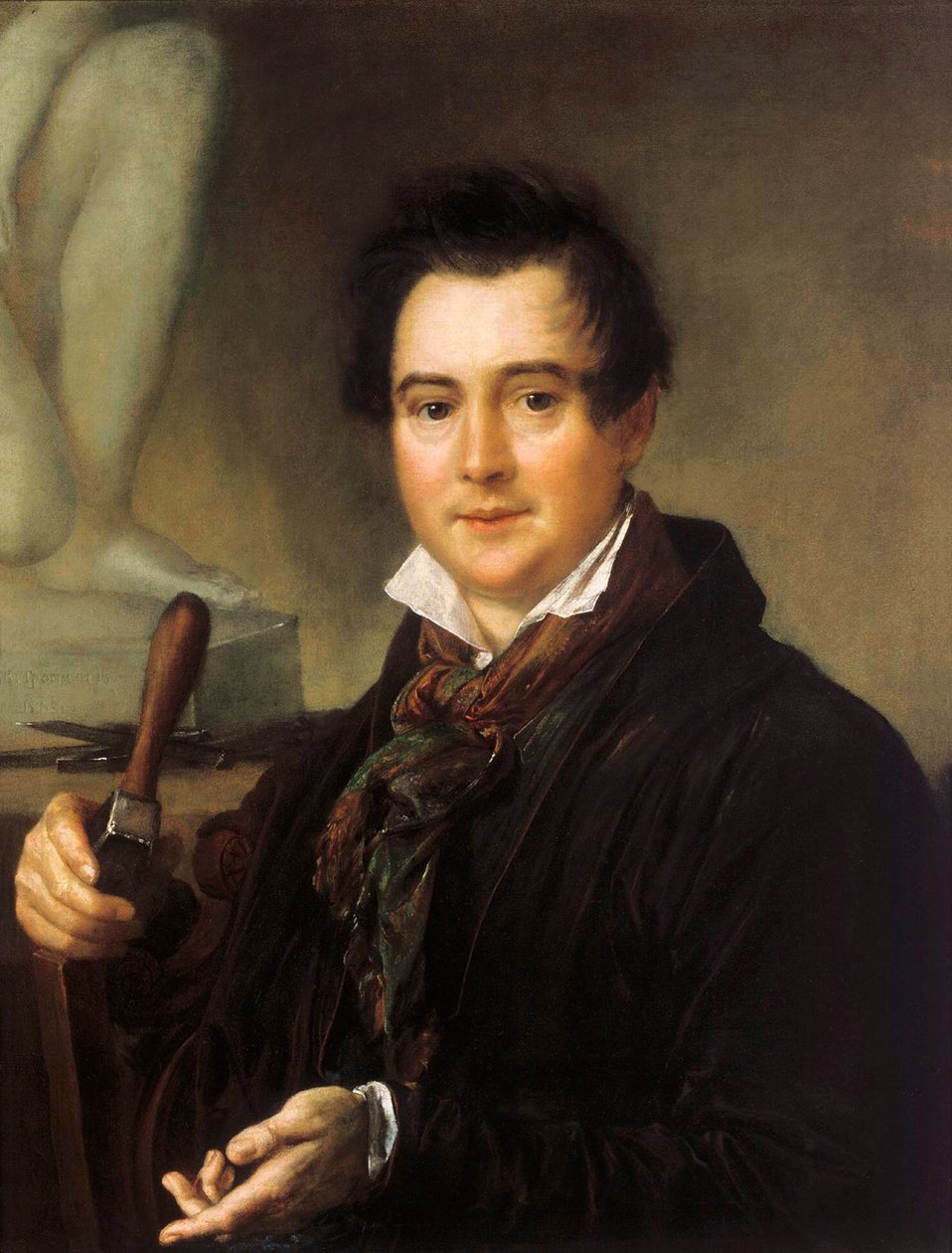 Kuvanveistäjä Ivan P. Vitalin muotokuva 1794-1855, 1800-luku. tekijältä Vasili Andreyevich Tropinin
