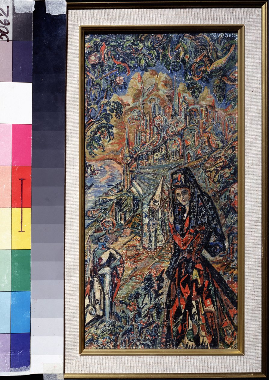 Sappho (noin 630-580 eKr.) - Vasili Dmitrievich Milliotin (1875-1943) työ, akvarelli, guassi ja tussi paperille tekijältä Vasili Dmitrievich Millioti