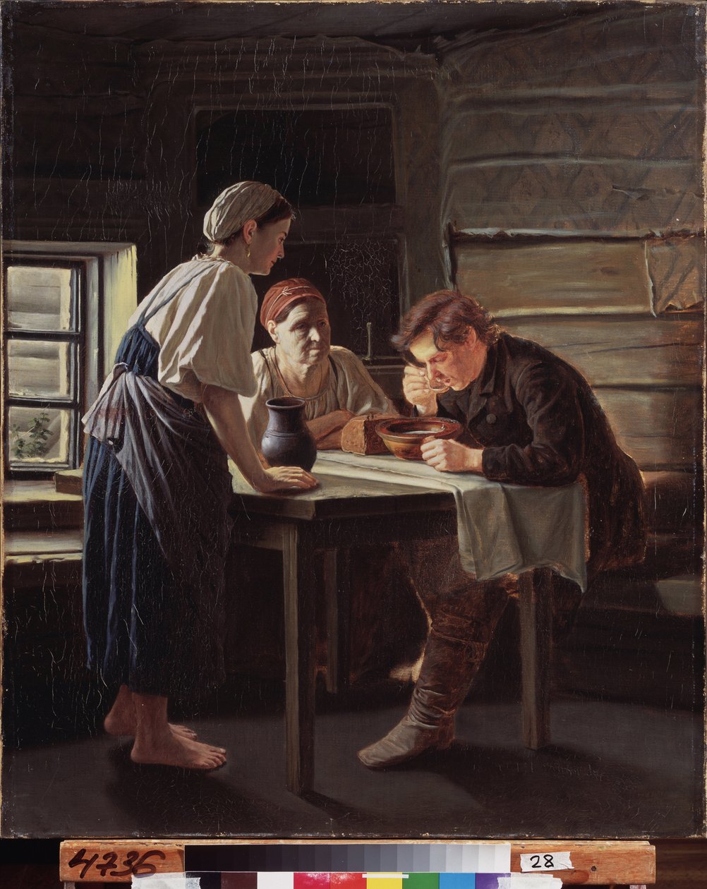 Pyhiinvaeltajan vastaanotto. Vasili (Vassili) Grigorjevitš Perovin (1834-1882) maalaus öljy kankaalle tekijältä Vasili Grigorevich Perov