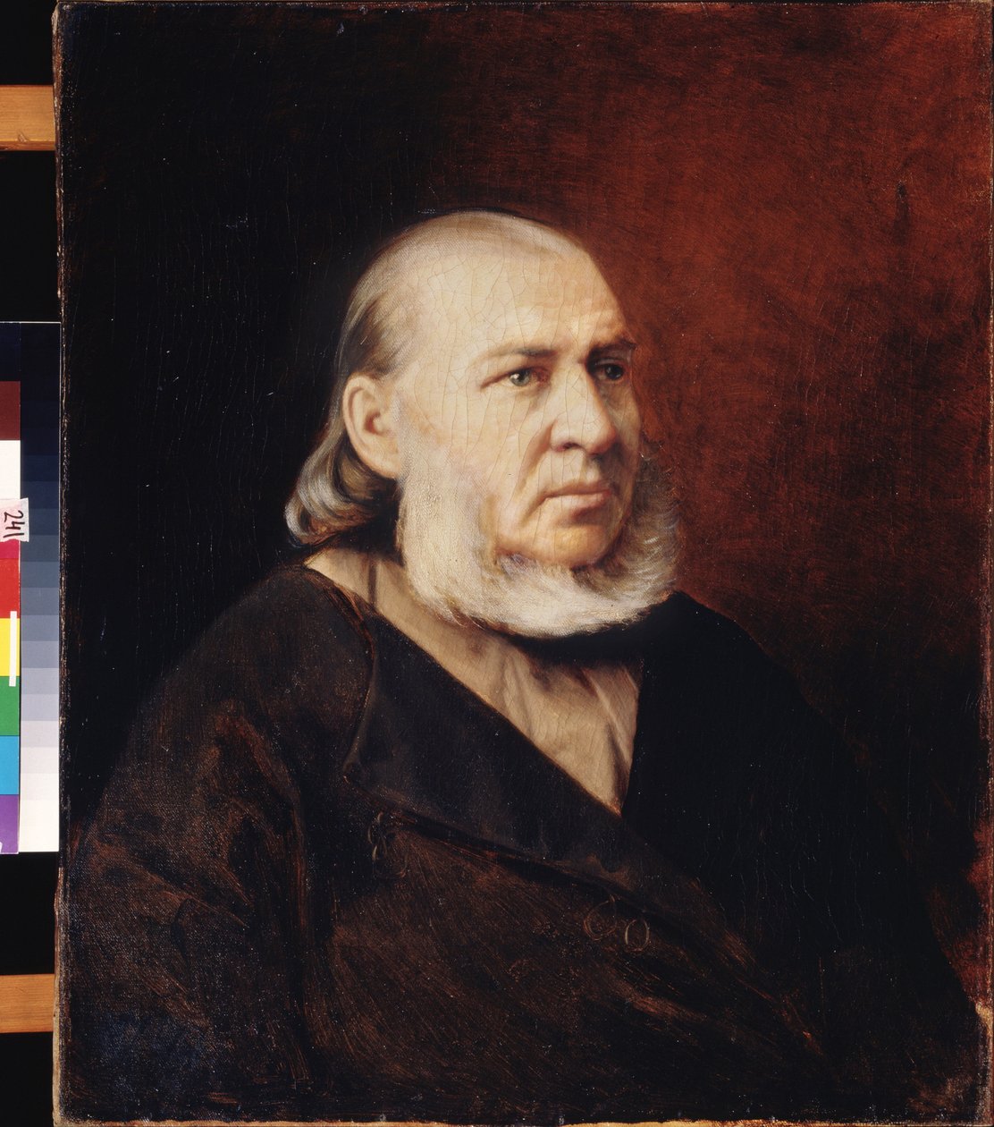 Muotokuva kirjailija Sergei Timofeievich Aksakovista (1791-1859). Vasili (Vasili) Grigorjevitš Perovin (1834-1882) maalaus, öljy kankaalle. venäläistä taidetta tekijältä Vasili Grigorevich Perov