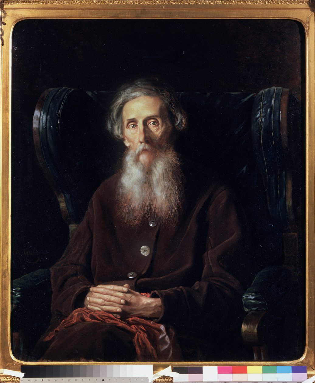 Muotokuva kirjailijasta ja sanakirjasta Vladimir Dahlista (1801-1872). Vasili (Vasili) Grigorjevitš Perovin (1834-1882) maalaus öljy kankaalle tekijältä Vasili Grigorevich Perov