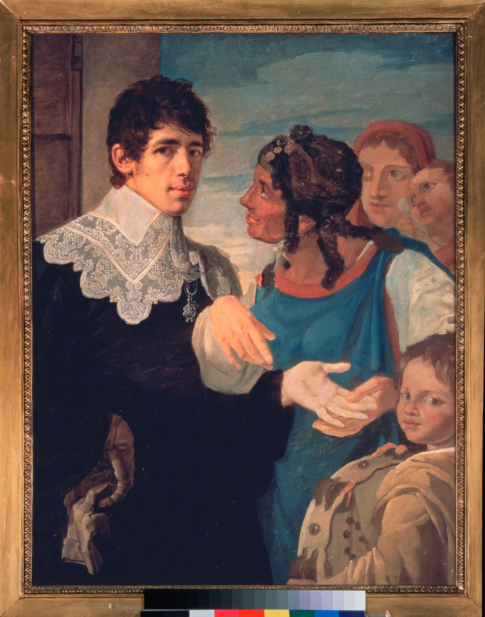 La quiromància, Autoretrat (La quiromància. Autoretrat) - Pintura de Vasili Kuzmich Shebuev (1777-1855), oli sobre tela finès tekijältä Vasili Kuzmich Shebuev