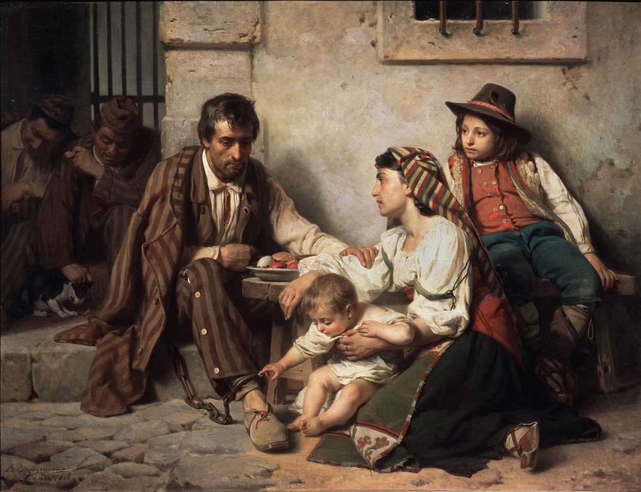 Perhe vierailemassa vangin luona, 1868 tekijältä Vasili Petrovich Vereshchagin