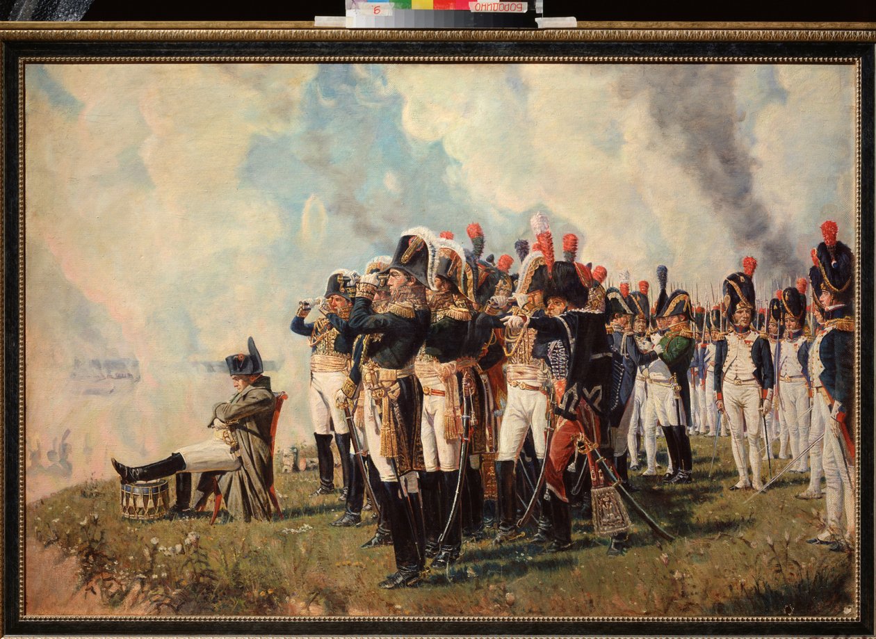 Napoleon Bonaparte (1769-1821) Borodinon kukkuloilla (Moskvan taistelu, 7. syyskuuta 1812, Venäjän kampanja) (Napoleon Borodinon kukkuloilla) - Vasili Vasilyevich Vereshchagin (Vassili Vereshchagin) maalaus (1842-1904), öljy sinuun tekijältä Vasili Petrovich Vereshchagin