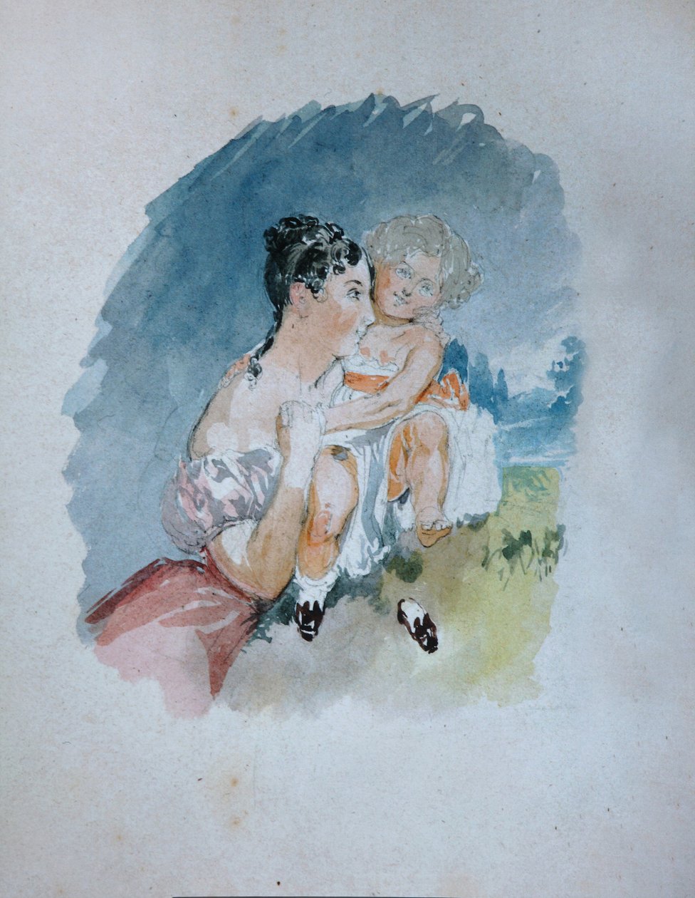 Muotokuva kreivitär Stefania zu Sayn-Wittgensteinista, s. Radziwill 1809-1832 tytär Marian kanssa, 1 tekijältä Vasili Semenovich Sadovnikov