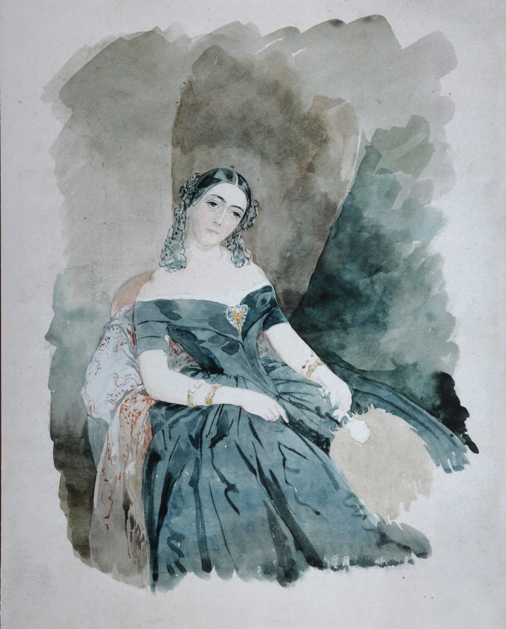 Muotokuva Leonilla Ivanovna Baryatinskayasta, prinsessa zu Sayn Wittgensteinista 1816-1918, 1846 tekijältä Vasili Semenovich Sadovnikov