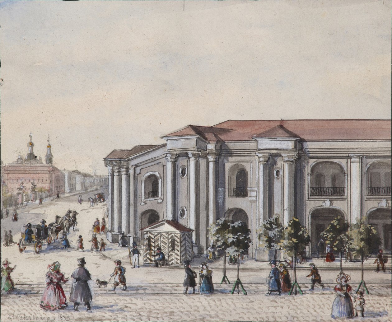 Pietarin suuri Gostiny Dvor -kauppapiha, 1830-1840 tekijältä Vasili Semenovich Sadovnikov