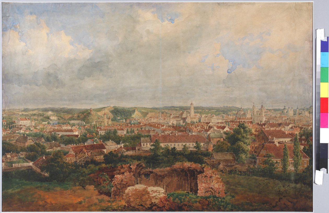 Näkymä Vilnasta, kirjoittanut Sadovnikov, Vasily Semjonovich (1800-1879). Akvarelli paperille tekijältä Vasili Semenovich Sadovnikov