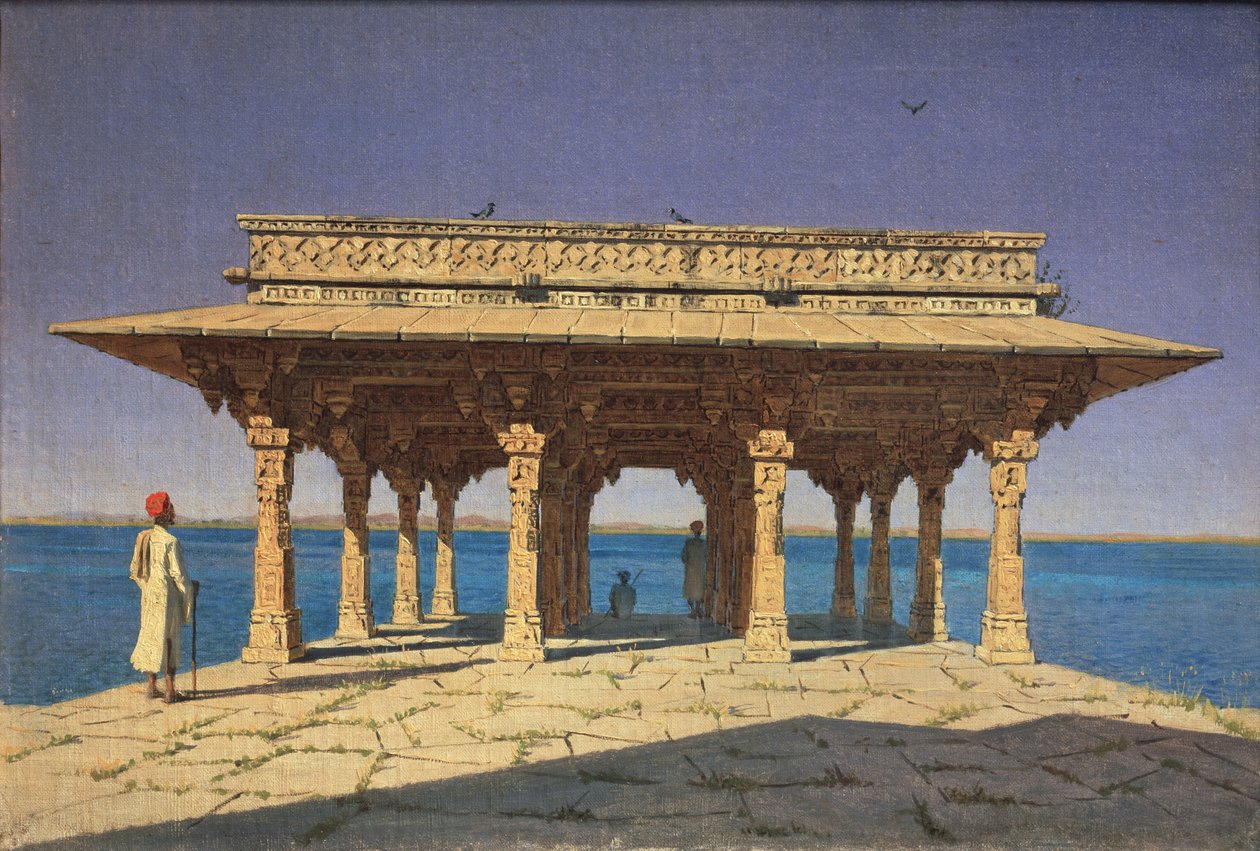 Ilta Lake Jaipur -alueella Rajasthanin osavaltiossa Intiassa, 1874 tekijältä Vasili Vasilievich Vereshchagin