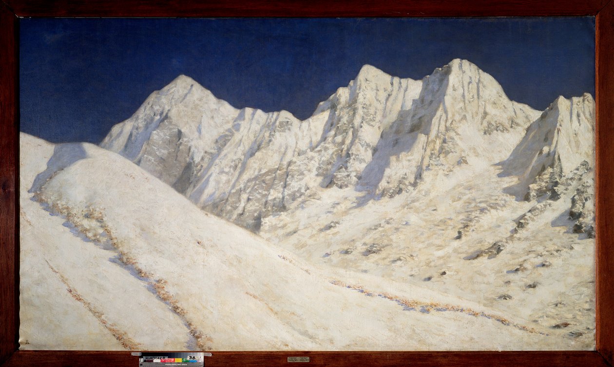 Intia, lumi Himalajalla (Intia, lumi Himalajalla) - Vasili Vasilyevich Vereshchagin (Vassili Vereshchagin) maalaus (1842-1904), öljy kankaalle tekijältä Vasili Vasilievich Vereshchagin