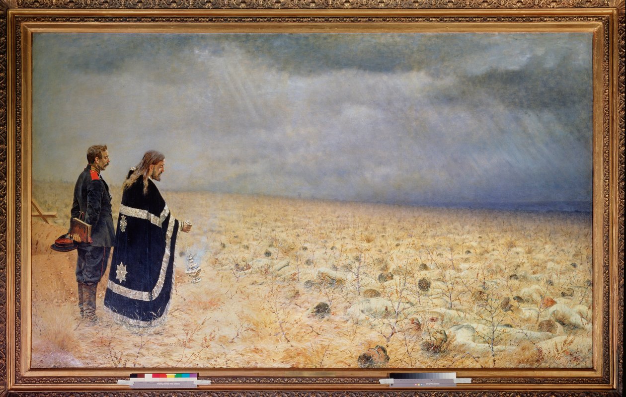 Voitettu requiem (The Voiquished, Requiem) (Plevenin (Plevnan) piirityksen jälkeen Bulgariassa, Venäjän ja Turkin sota tekijältä Vasili Vasilievich Vereshchagin