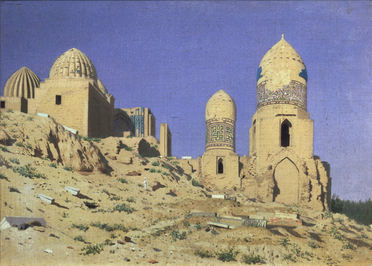 Necropolis Shah-i-Zinda Elävä kuningas Samarkandissa, 1869-1870 tekijältä Vasili Vasilievich Vereshchagin