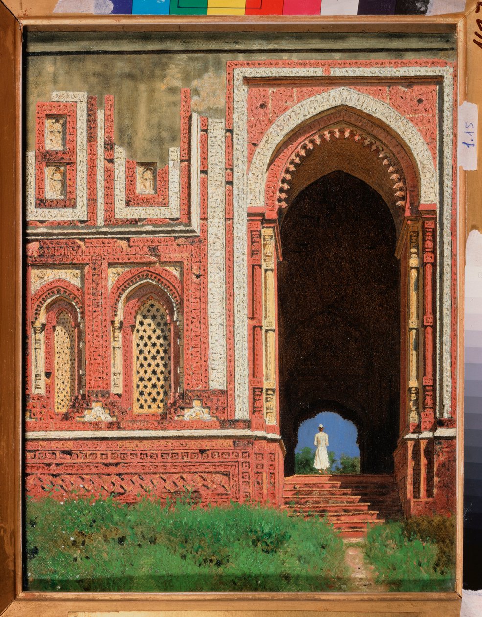 Qutb Minar, Ympäröivä portti vanhassa Delhissä (Intia) (Qutub Minar, Ympäröivä portti vanhassa Delhissä) - Vasili Vasilyevich Vereshchagin (Vassili Vereshchagin) maalaus (1842-1904) tekijältä Vasili Vasilievich Vereshchagin
