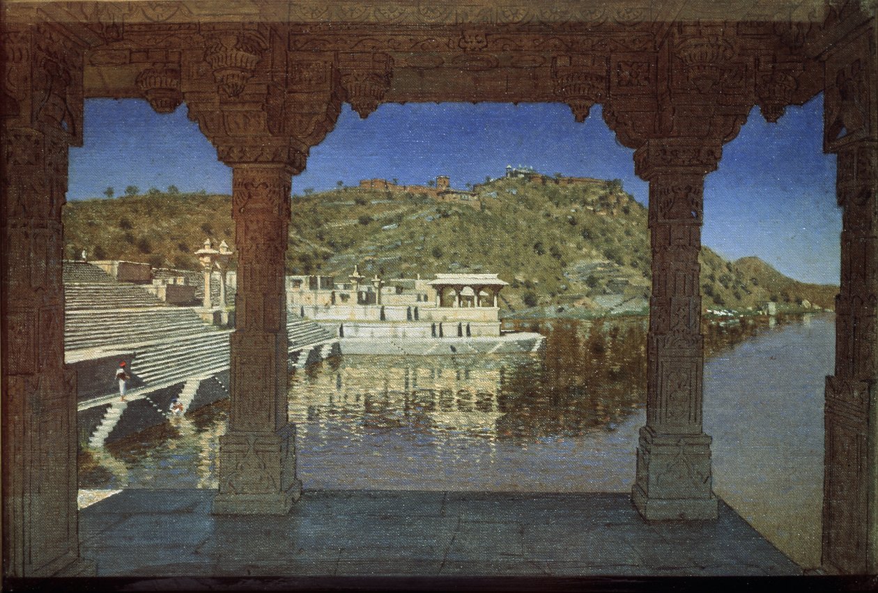 Rajasthan. Järvellä Udaipurissa, 1874 tekijältä Vasili Vasilievich Vereshchagin