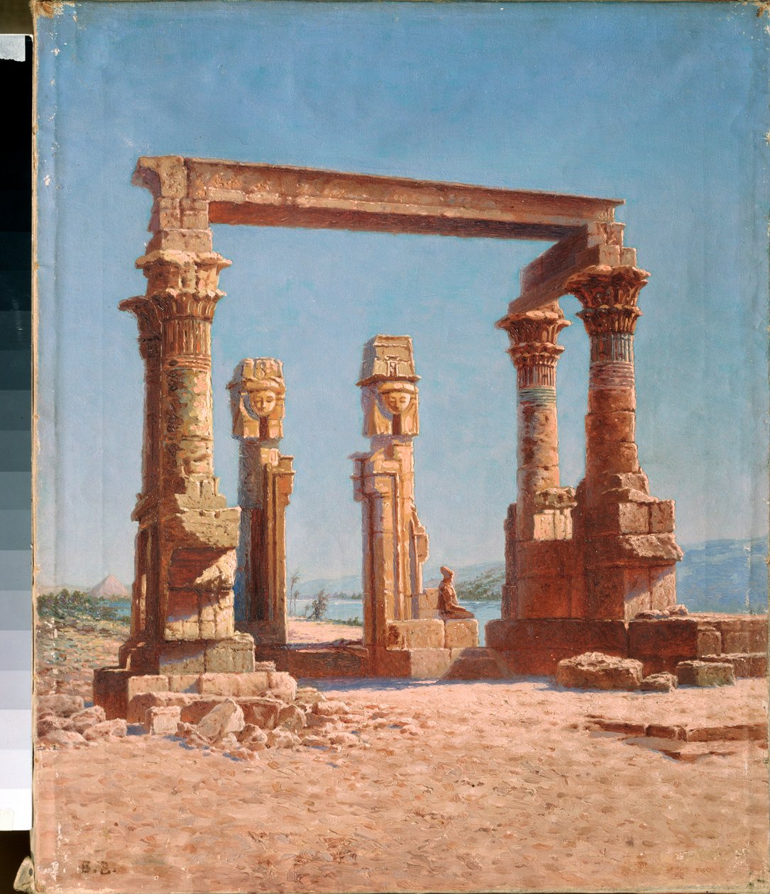 Egyptiläisen temppelin rauniot (Egyptin temppelin rauniot) - Vasili Vasilievich Vereshchagin (Vassili Vereshchagin) maalaus (1842-1904), öljy kankaalle, venäläinen taide, maisema 1800-1900 - Alueellinen taidemuseo, Gorlovka (tai Horlivka) (Ukraina) ) tekijältä Vasili Vasilievich Vereshchagin