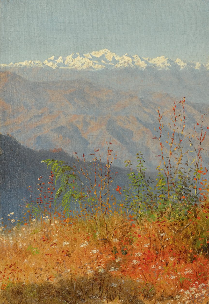Auringonlasku Himalajalla tekijältä Vasili Vasilievich Vereshchagin