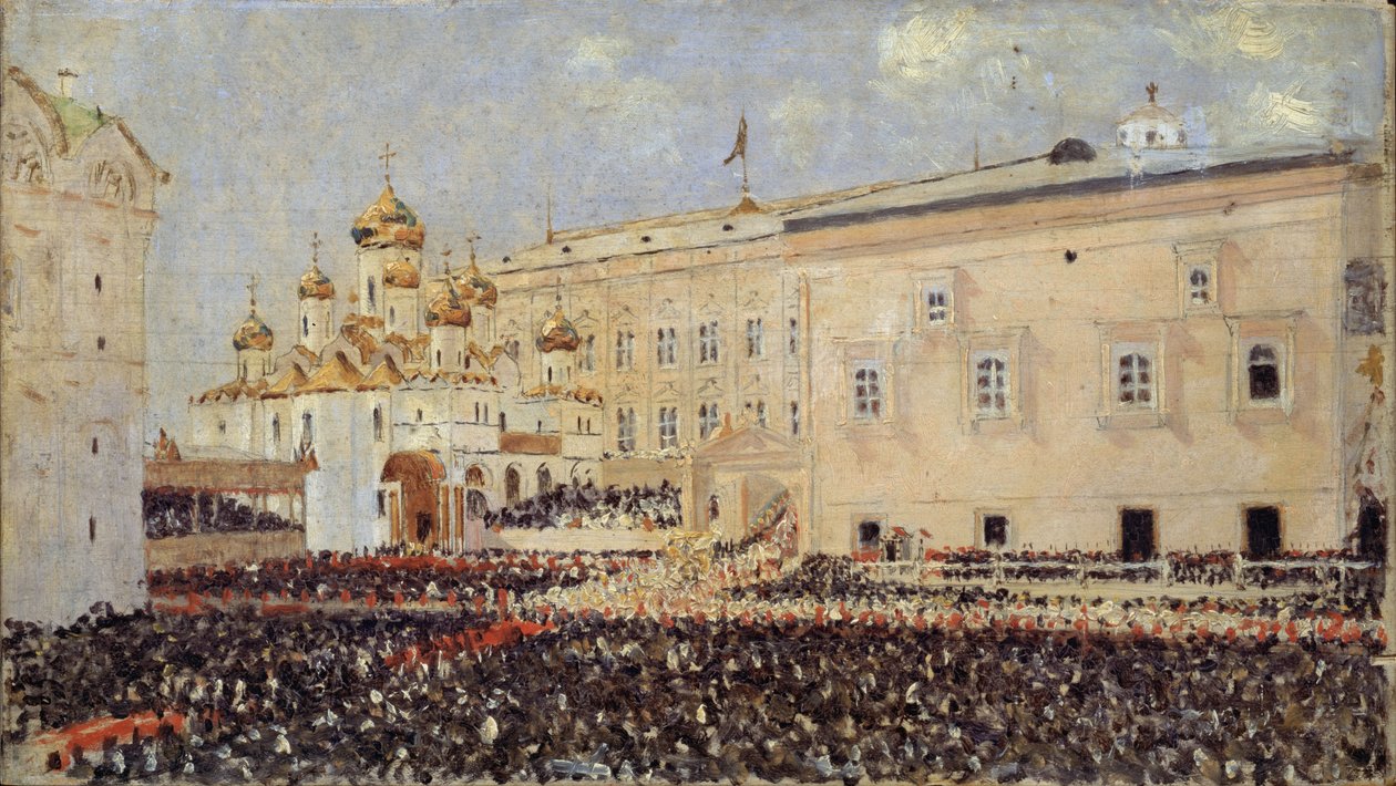 Keisari Aleksanteri III:n kruunaus Moskovan Kremlissä 15. toukokuuta 1883 tekijältä Vasili Vasilievich Vereshchagin