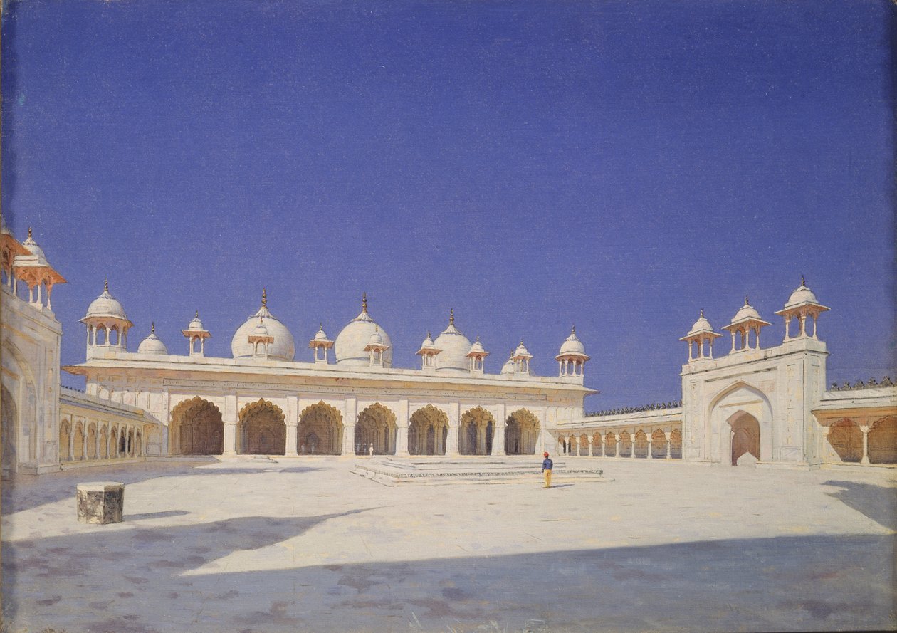 Pearl-moskeija Moti Masjid Agran punaisessa linnakkeessa, 1874-1876 tekijältä Vasili Vasilievich Vereshchagin