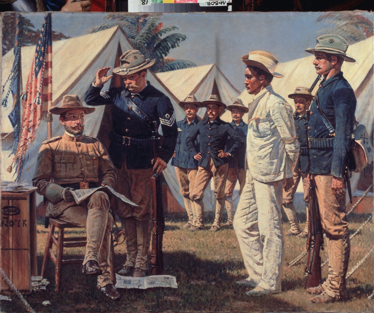 Un spion (A Spy) (jakso Espanjan Amerikan sodasta tai katastrofista 98 ​​(huhti-elokuu 1898) - Vasili Vasilyevich Vereshchagin (Vassili Vereshchagin) maalaus (1842-1904), öljy kankaalle tekijältä Vasili Vasilievich Vereshchagin