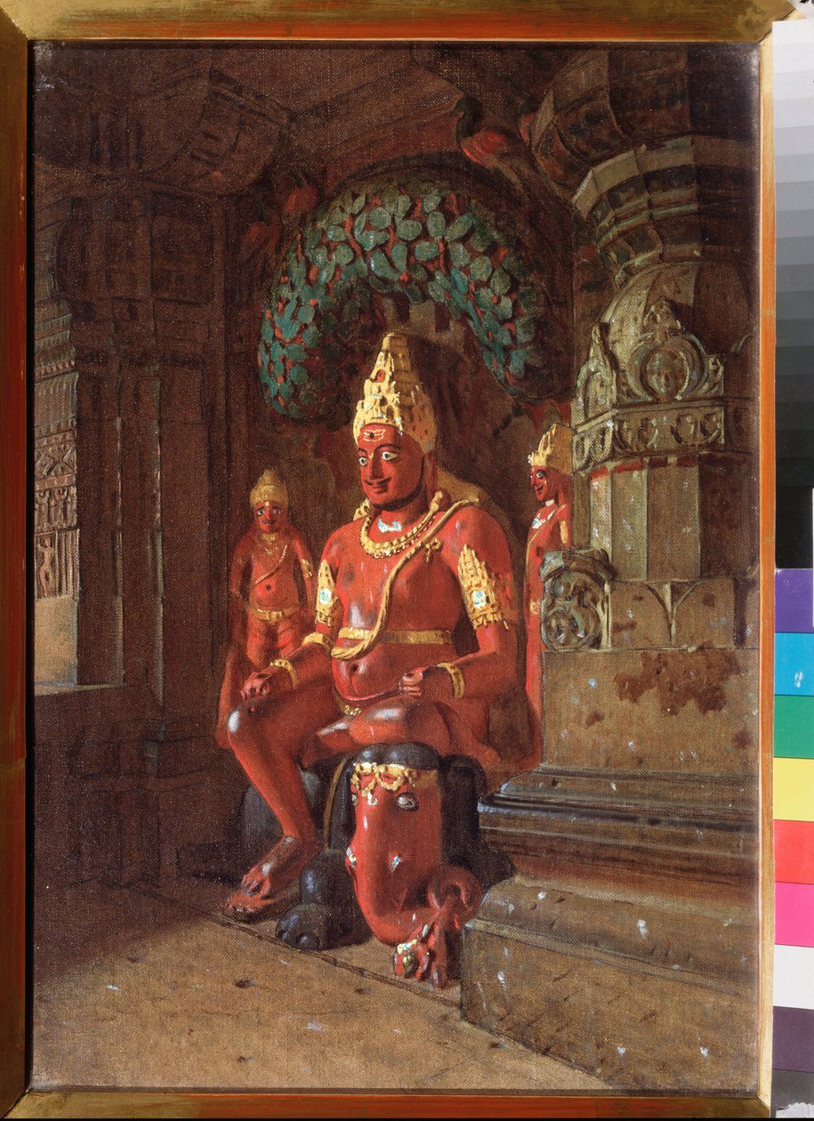 Vishnu-patsas Indra-temppelissä - Vasili Vasilyevich Vereshchagin (Vassili Vereshchagin) maalaus (1842-1904), öljy kankaalle tekijältä Vasili Vasilievich Vereshchagin