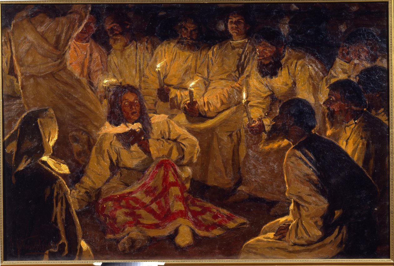 Les flagellants - chlists - ruoskat - The Whips Sect - Konovalov, Vasili Vasilievich (1864-1908) - Lotzal Heritage Museum, Volsk tekijältä Vasili Vasilyevich Konovalov