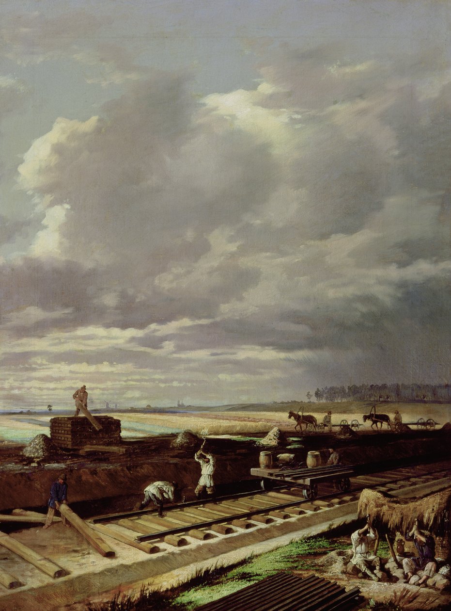 Rautatien rakennustyöt, 1871 tekijältä Vasili Vladimirovits Pukirev