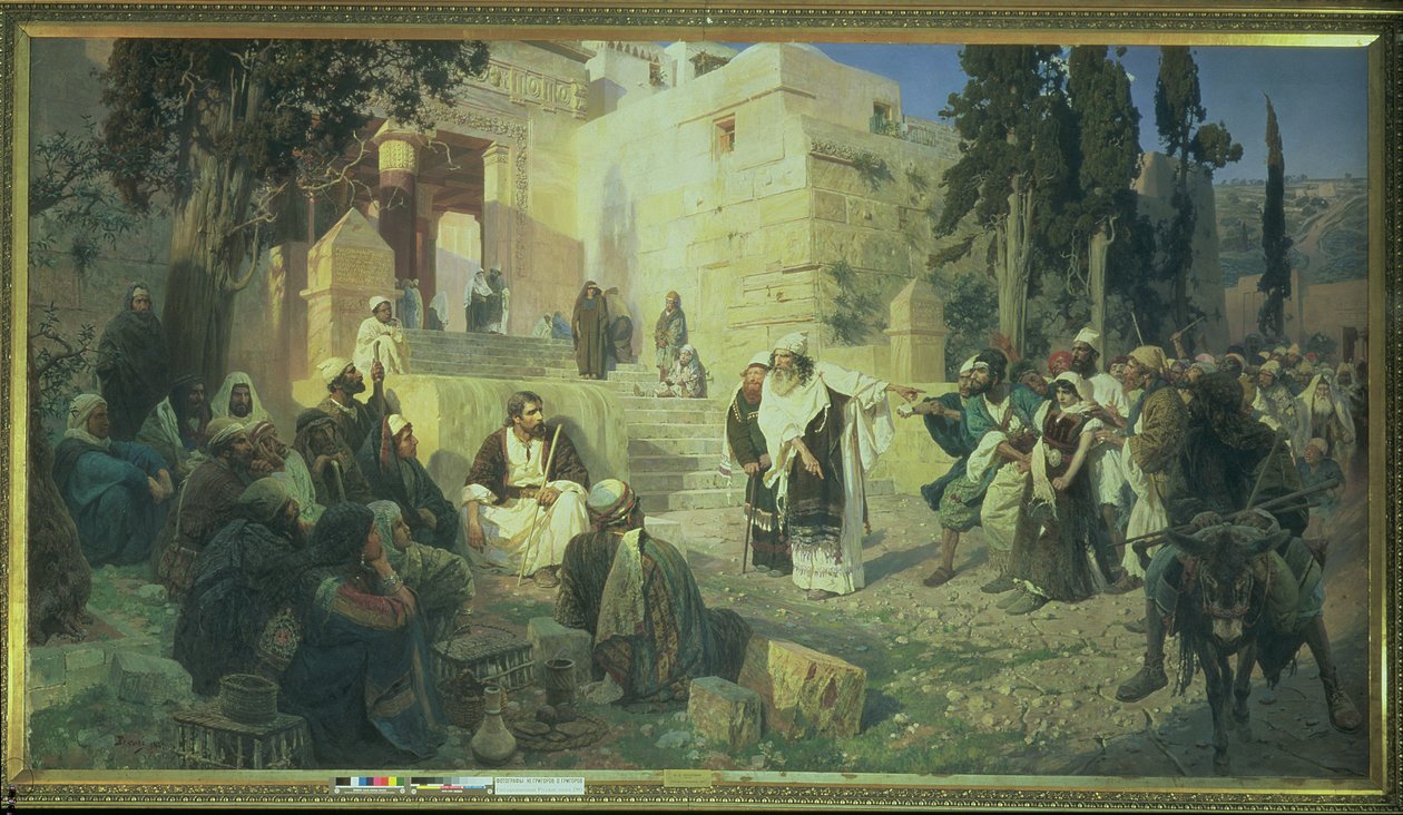 Kristus ja aviorikoksesta vangittu nainen, 1888 tekijältä Vasilij Dmitrievich Polenov