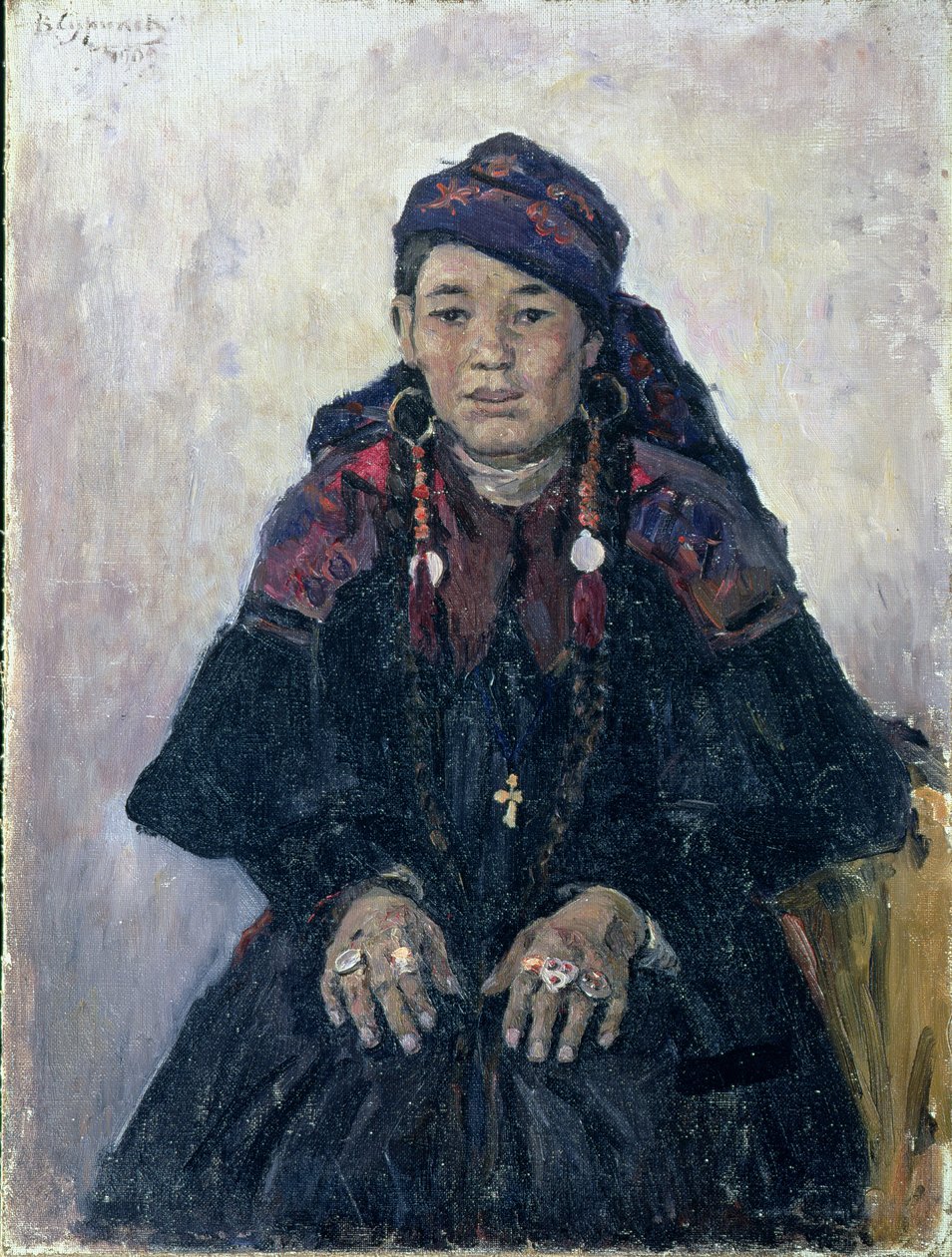 Kasakan naisen muotokuva, 1909 tekijältä Vasilij Ivanovic Surikov