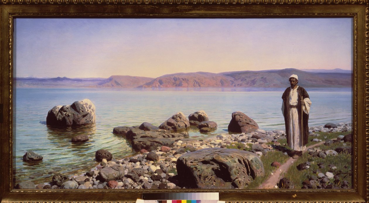 Jeesus Galileanmeren edessä (Genesaretin järvi) - Jeesus Galileanmerellä - Vasili Dmitrievich Polenovin (1844-1927) maalaus, öljy kankaalle tekijältä Vasilij Dmitrievich Polenov