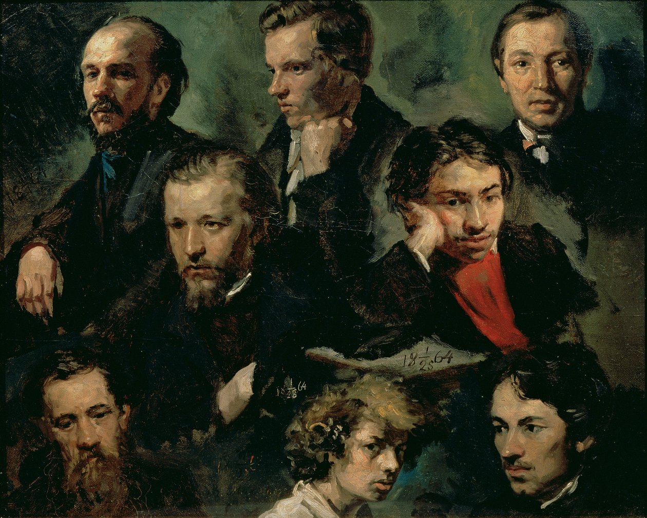 Omakuva ja ystävien muotokuvia, 1864 tekijältä Vasily Maximov