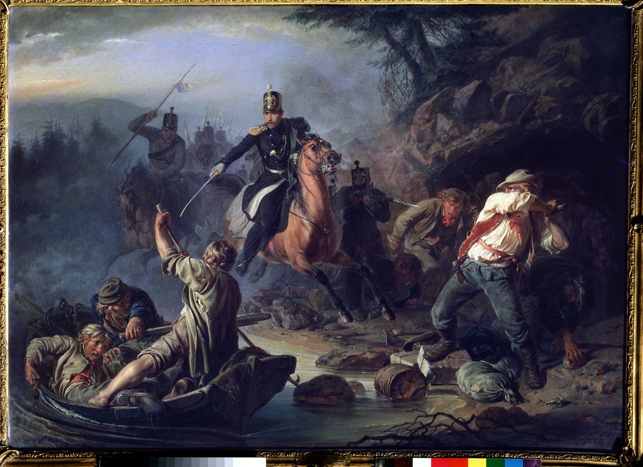 Taistelu suomalaisten salakuljettajien kanssa 1853 tekijältä Vasily Grigorievich Khudyakov