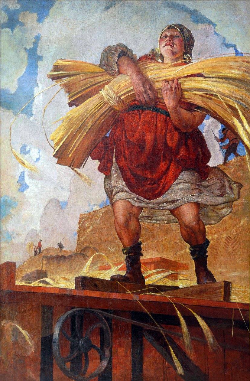 Kollektiivinen viljelijä par Kostyanitsyn, Vasily Nikolaevich (1881-1940). Öljy kankaalle tekijältä Vasily Nikolaevich Kostyanitsyn