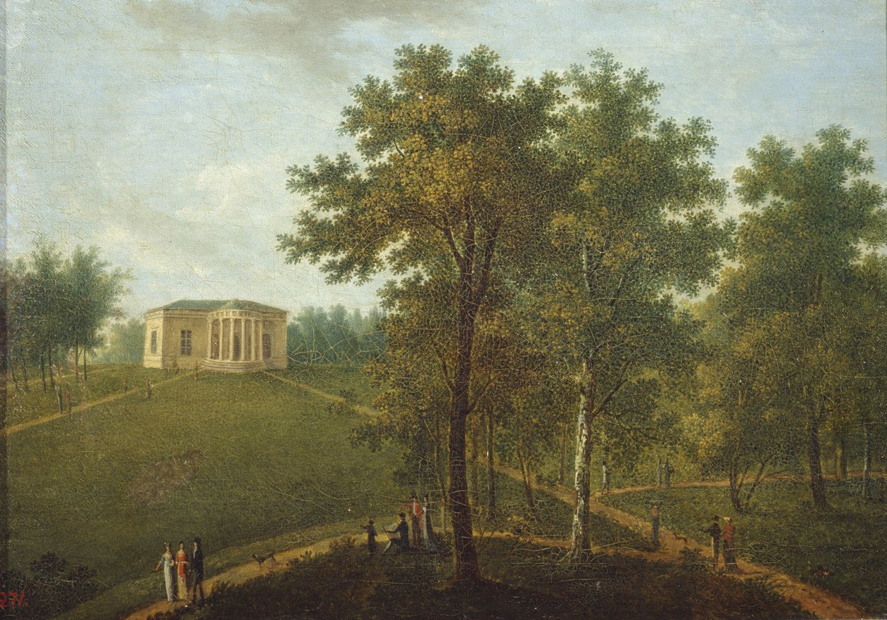 Totuuden temppeli. Näkymä Kurakin Estate Nadezhdinon puistossa, 1790-luvun loppu tekijältä Vasily Petrovich Prichetnikov