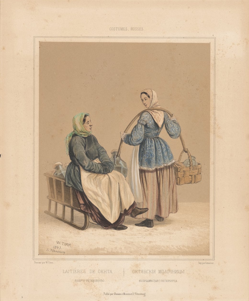 Dairy Women Oktassa, 1800-luvun puolivälissä.. tekijältä Georg Wilhelm Timm