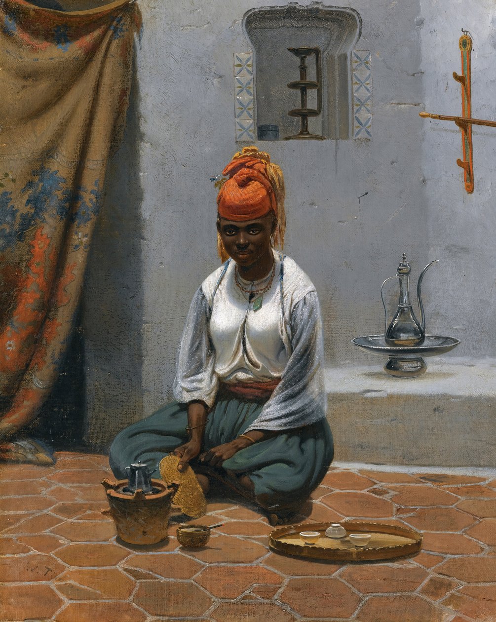 Teen valmistus Algerissa, 1840-luku. tekijältä Georg Wilhelm Timm