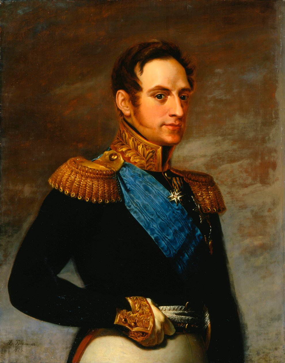 Keisari Nikolai I:n muotokuva, 1826 tekijältä Vasily Tropinin