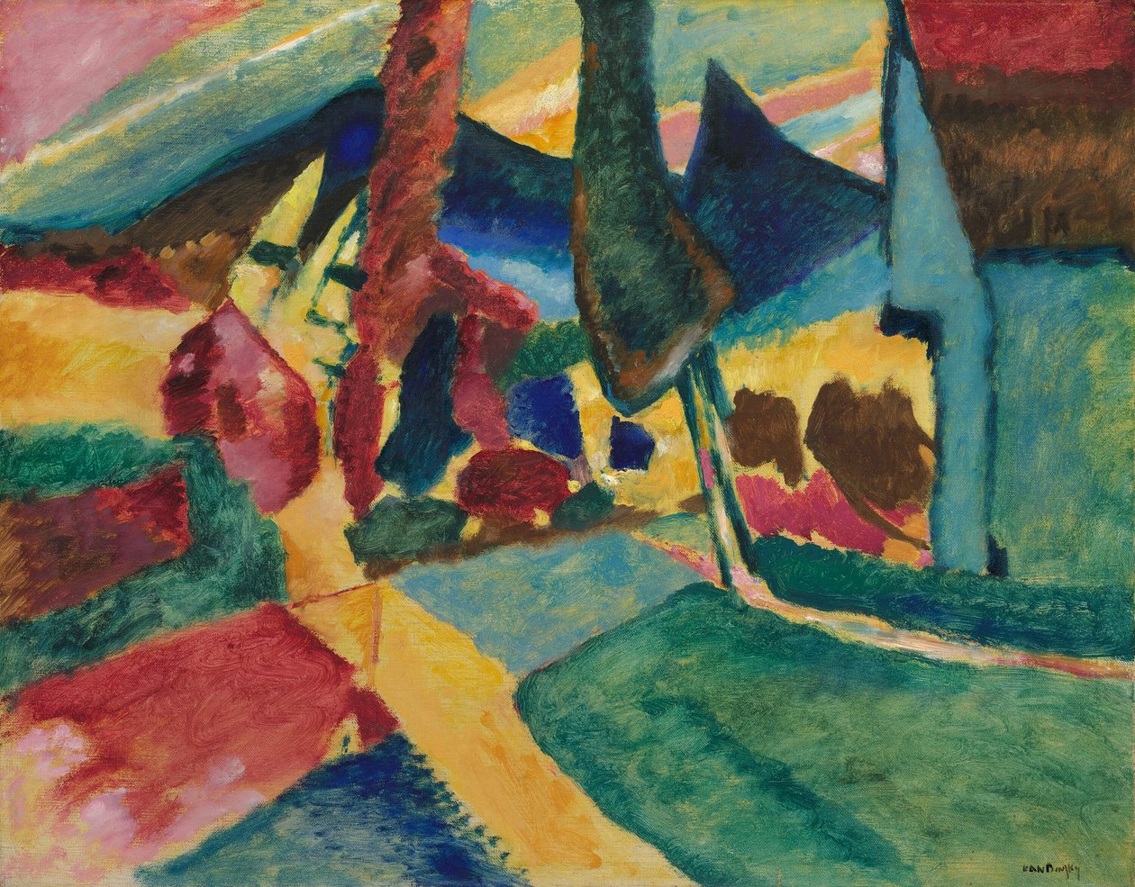 Maisema kahdella poppelilla, 1912. tekijältä Wassily Kandinsky