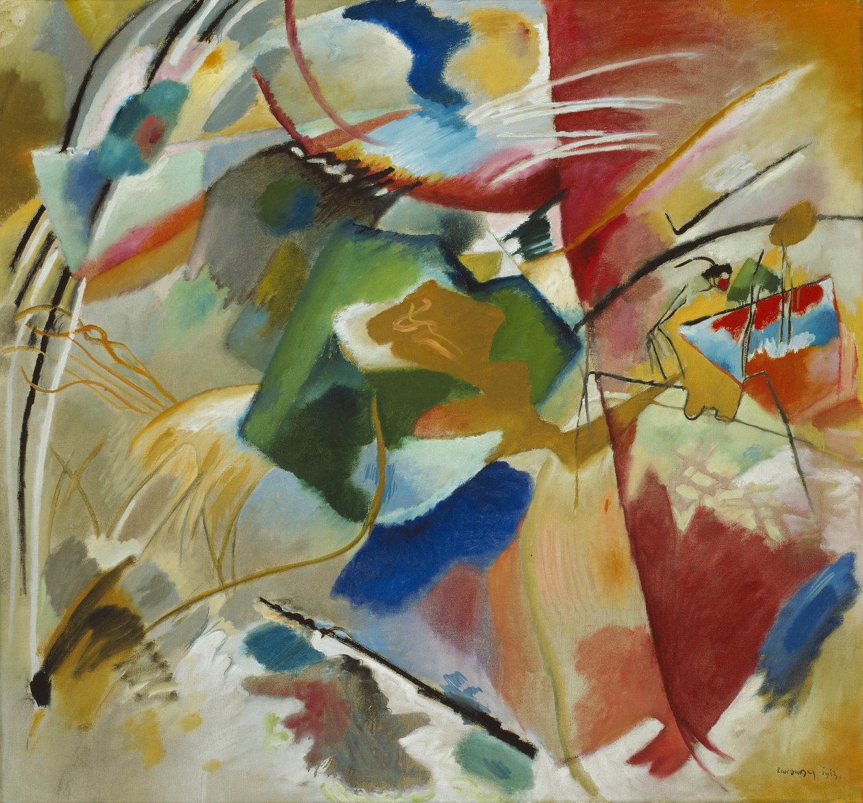 Maalaus Green Centerin kanssa, 1913. tekijältä Wassily Kandinsky