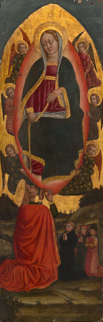 Neitsyt Marian taivaaseenastuminen pyhimysten kanssa augustinolaisesta alttaritaulusta. tekijältä Venetian