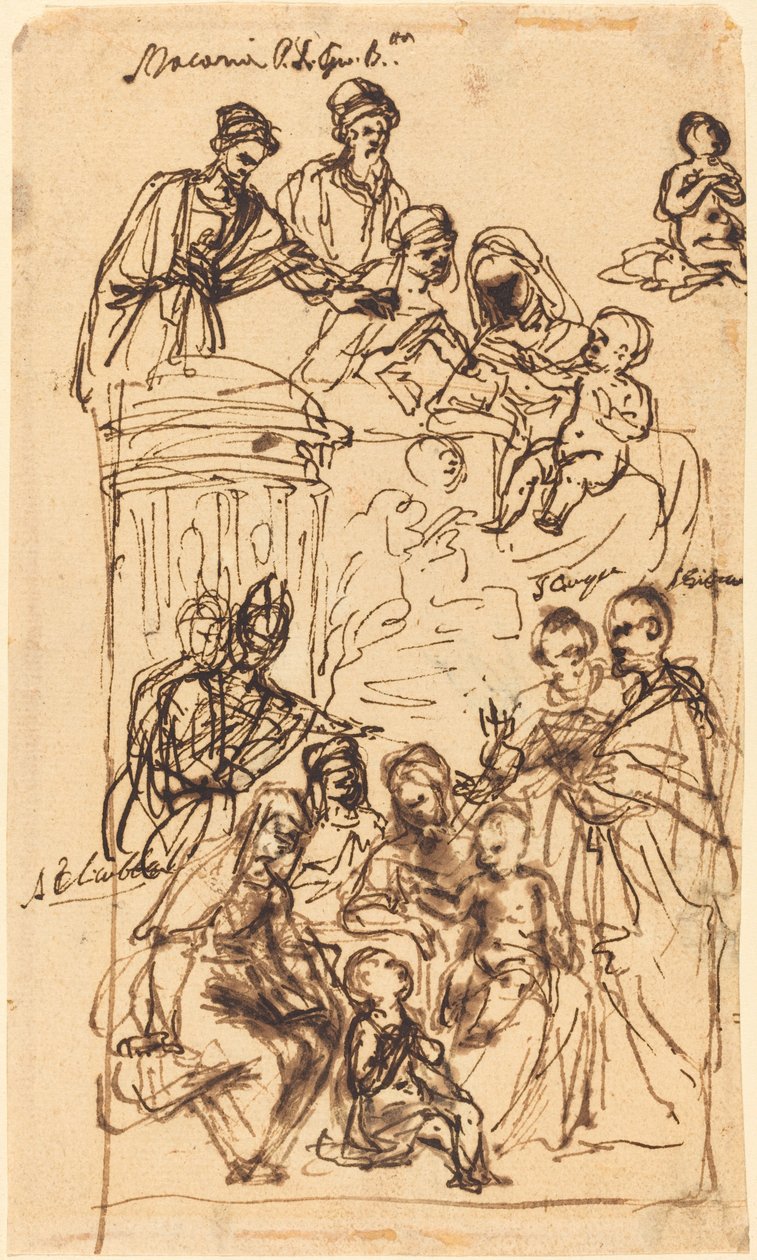 Madonna ja lapsi pyhien kanssa tekijältä Venetian 17th Century