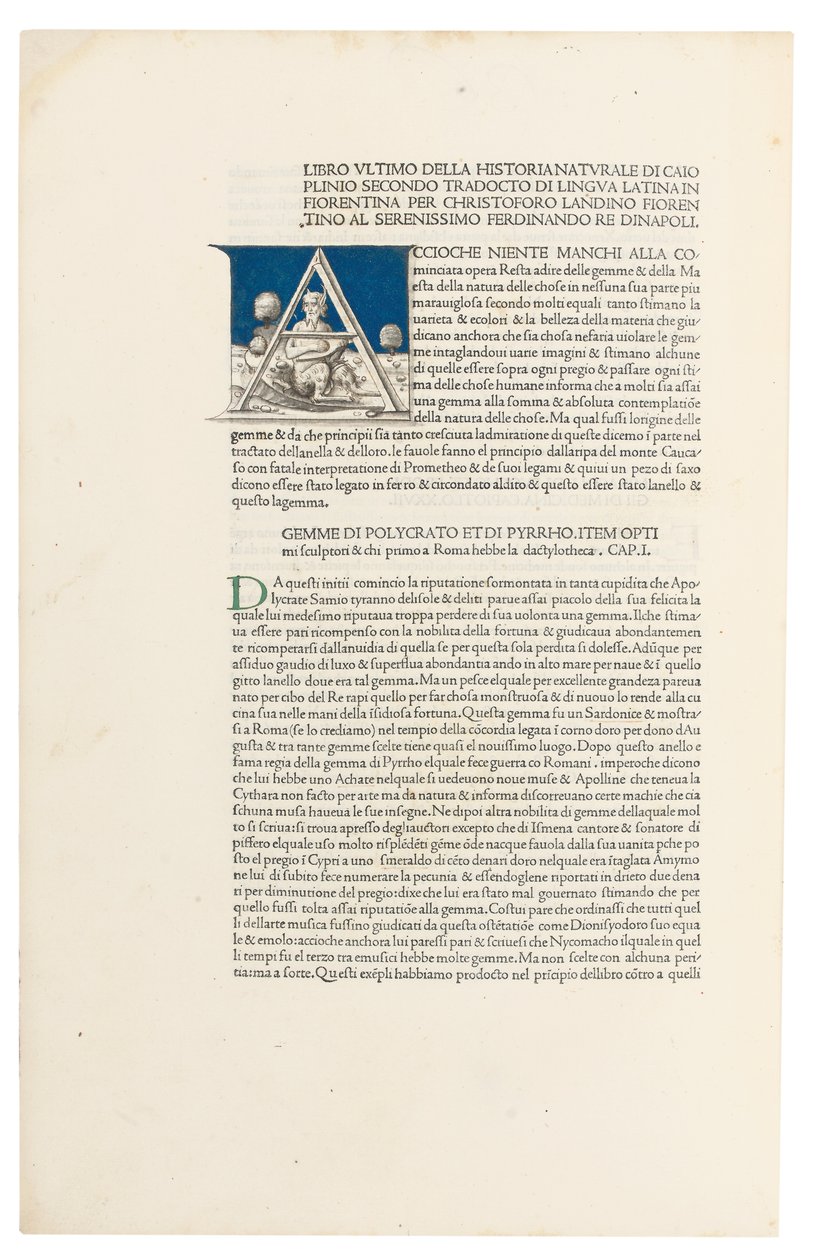 Plinius vanhemman "Historia Naturalis", 1476 tekijältä Venetian School
