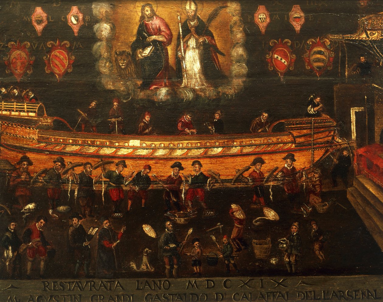 Laivanrakennuskilan kyltti Venetsian arsenaalissa, Italiassa tekijältä Venetian School